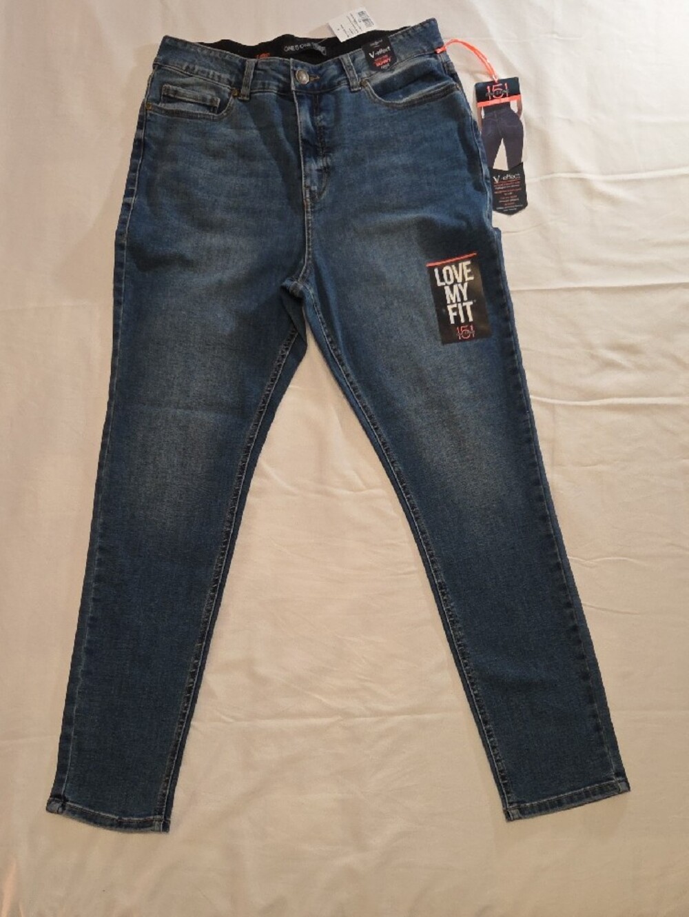 Women's One 5 One High Rise Skinny V-Effect Jeans Medium Stonewash Size 12 NWT